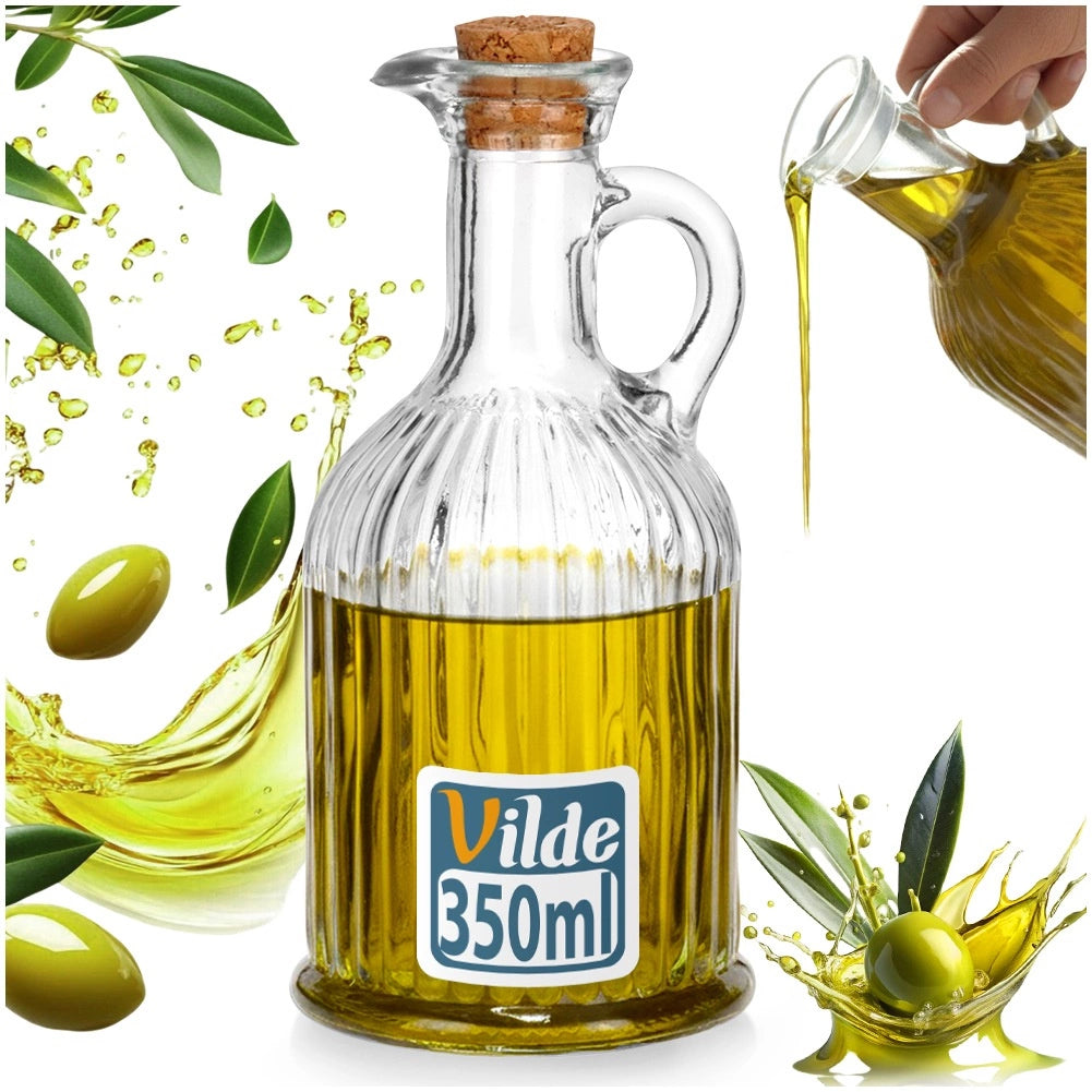 Glass Oil and Vinegar Bottle, 350 ml, Ribbed Design