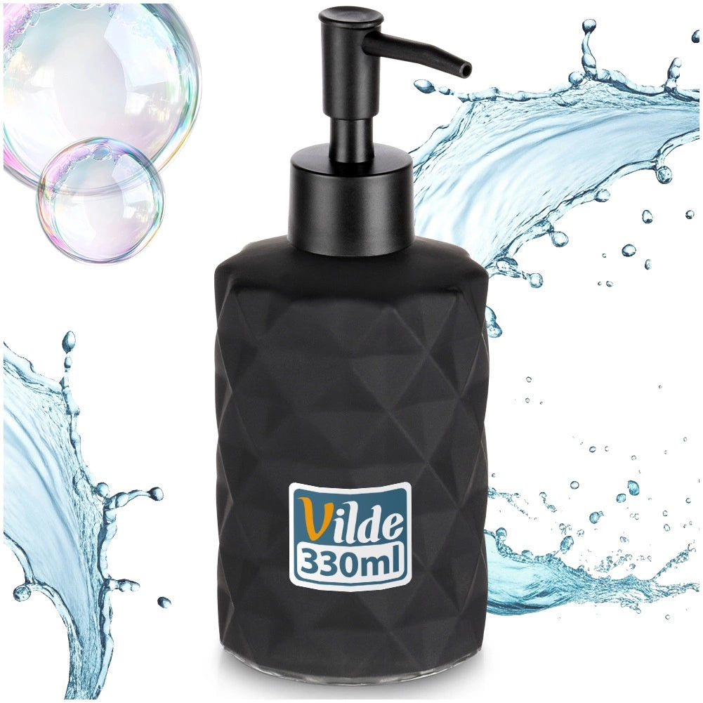Glass Soap Dispenser, Black, 330 ml Capacity