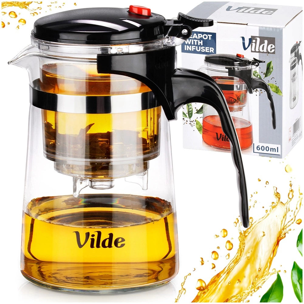 Glass Teapot with Infuser, 600ml Borosilicate