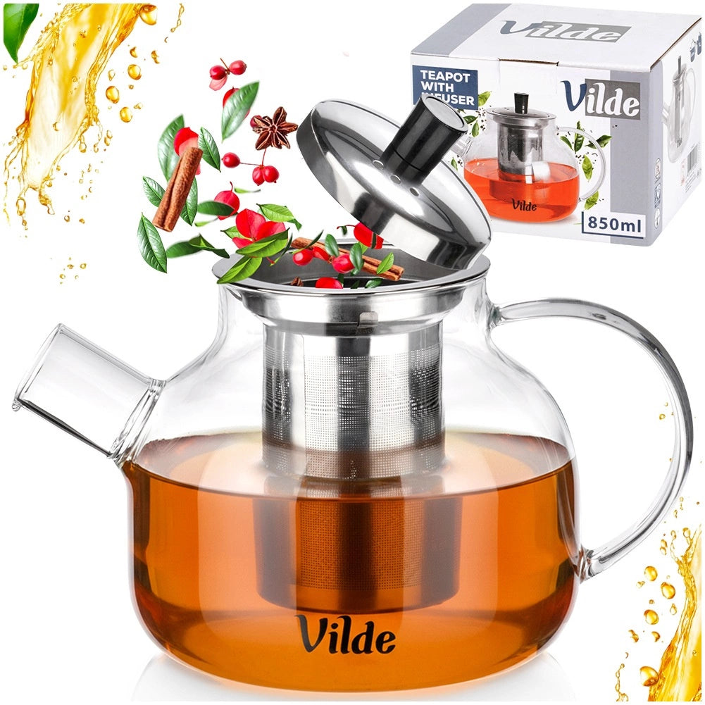 Glass Teapot with Stainless Steel Infuser, 850 ml