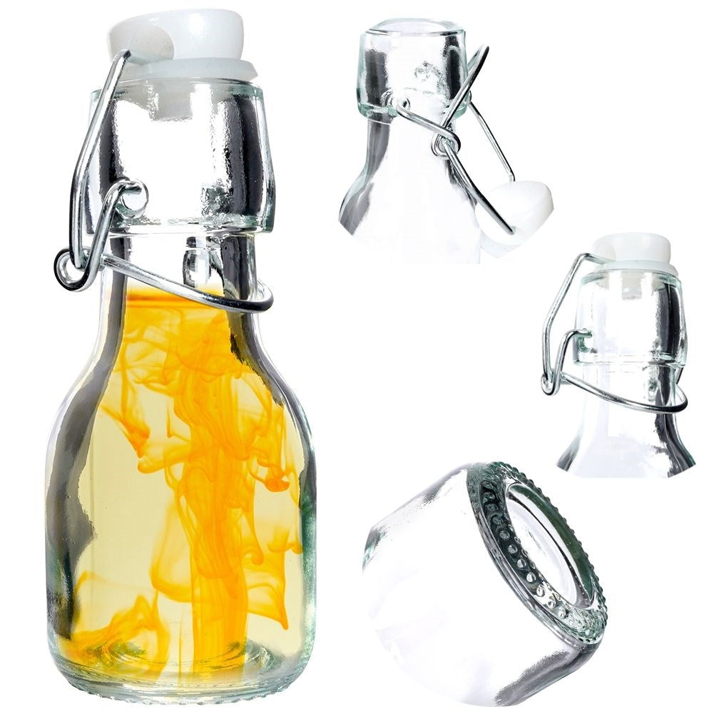 Glass bottle for oil/vinegar with garlic, herbs & chilli