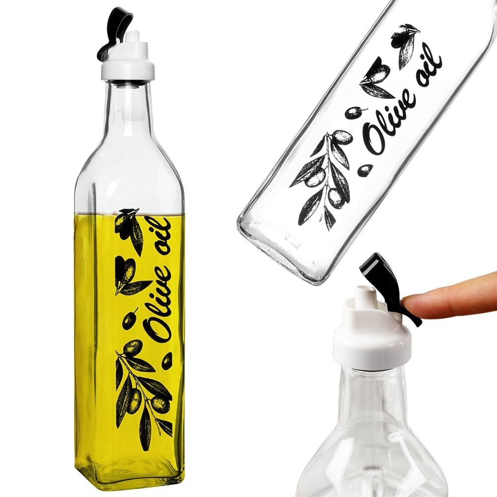 Glass bottle for oil with dispenser, 500 ml - for garlic & herbs