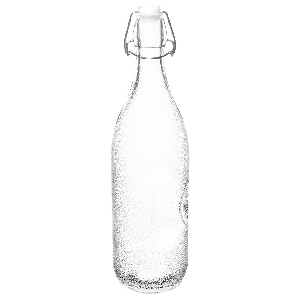 Glass bottle with patented cork lock and clamp