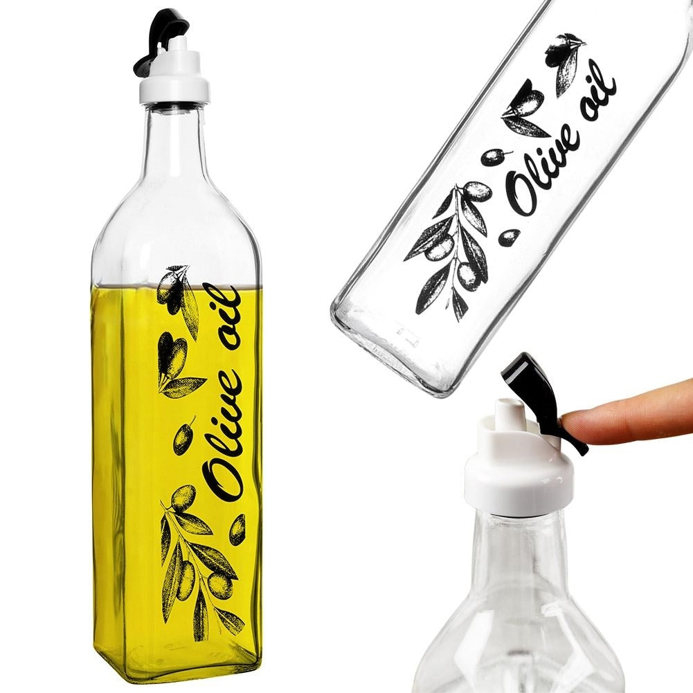 Glass bottle with resealable dispenser for olive oil