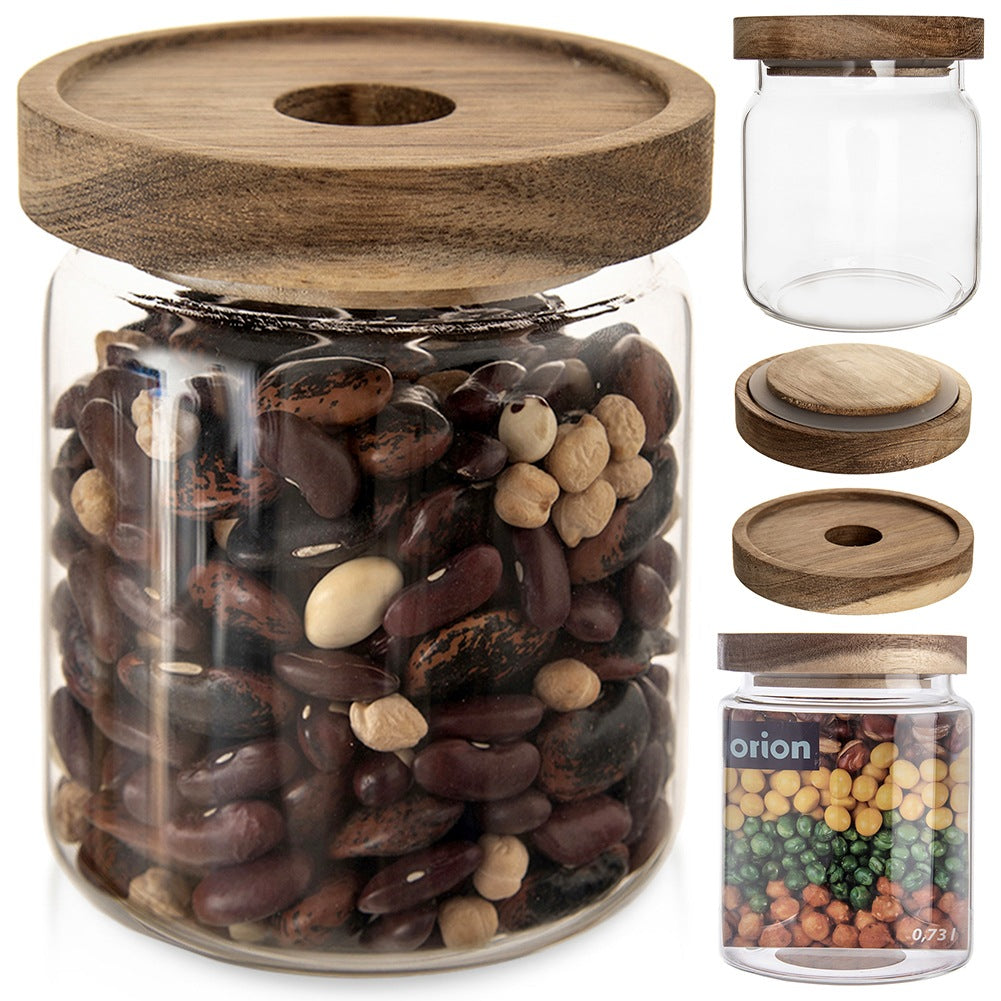 Glass container for loose products with lid and seal 730 ml