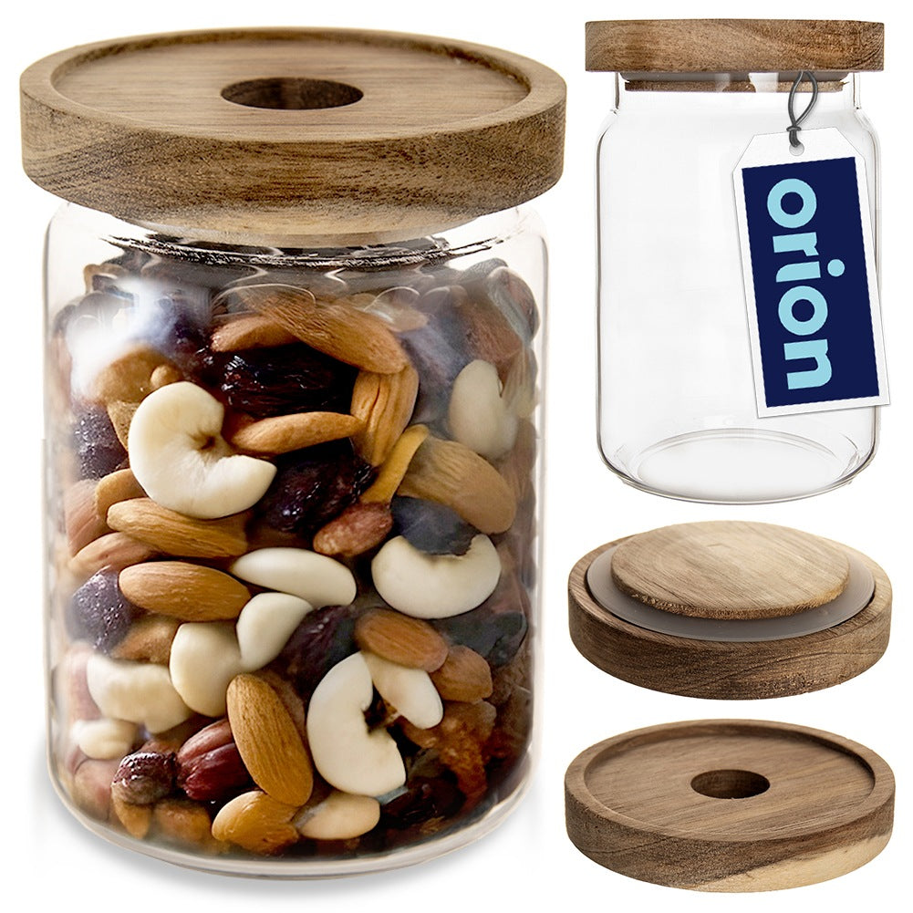 Glass container for loose products with lid and seal 970 ml