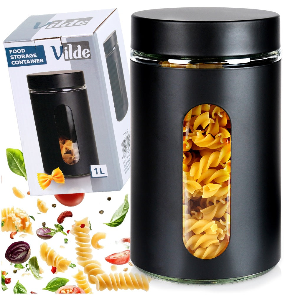 Glass container for loose products with screw cap 1 l