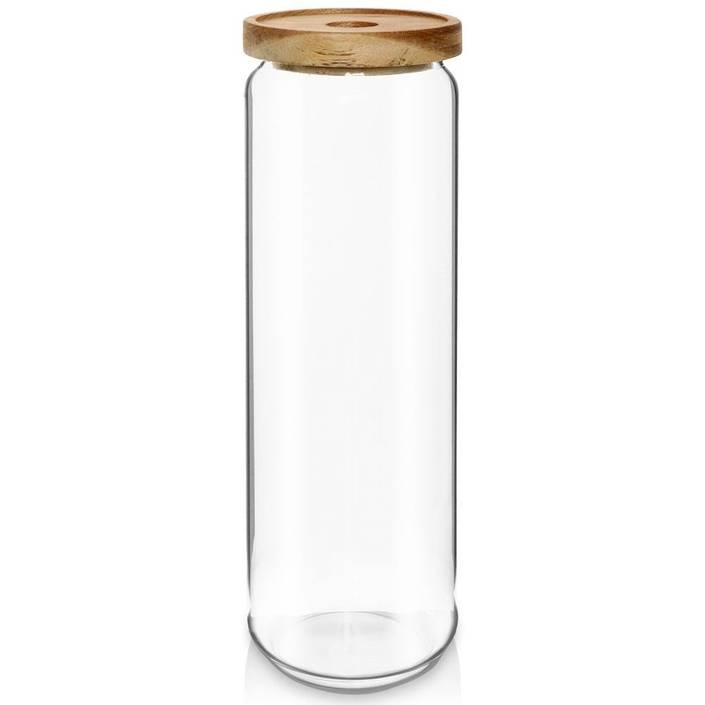Glass container in borosilicate glass with acacia wood lid