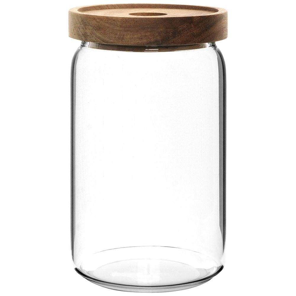 Glass container with acacia wood lid - Food storage in style