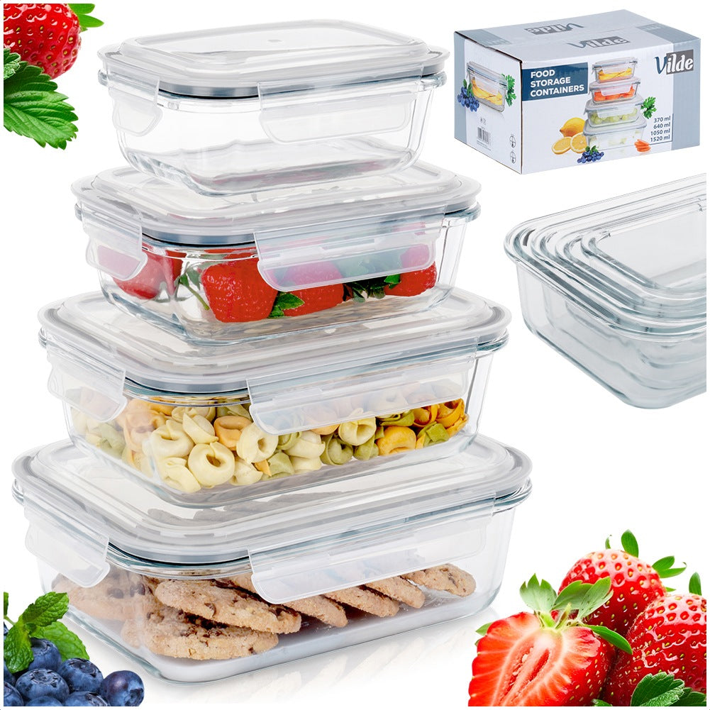 Glass food containers with lid and seal 4 pcs.
