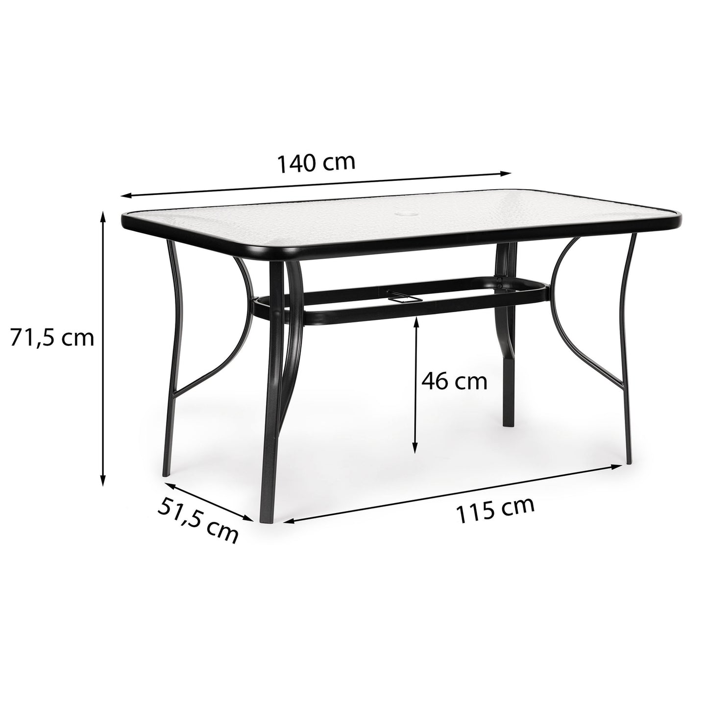 Glass garden table Wave 140x80cm terrace balcony table MultiGarden