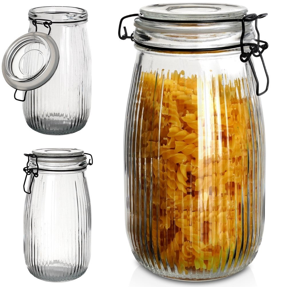 Glass jar with airtight patent lid and rubber seal