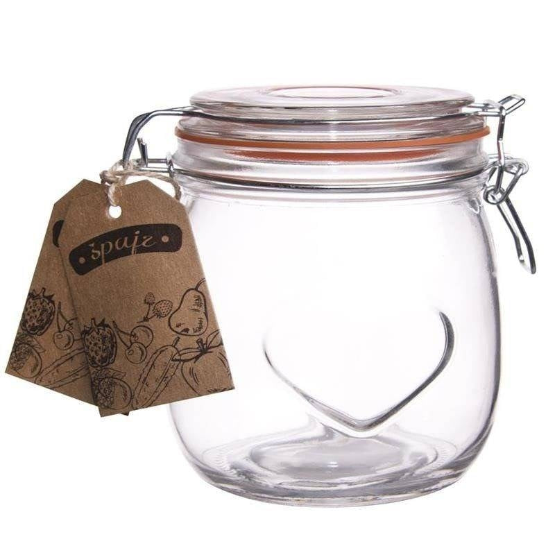 Glass jar with tight patent seal and rubber seal