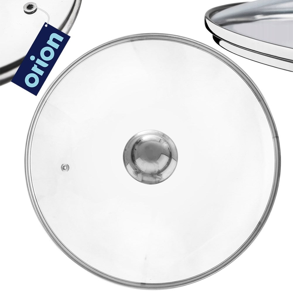 Glass lid for oven with steel frame and steam valve