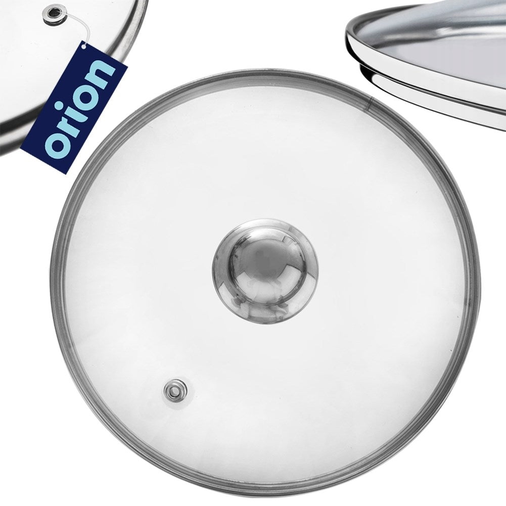 Glass lid with steel frame and steam valve
