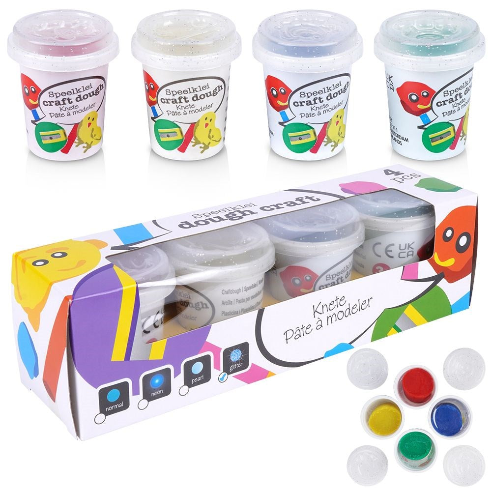 Glitter modelling clay figures 4 pcs.