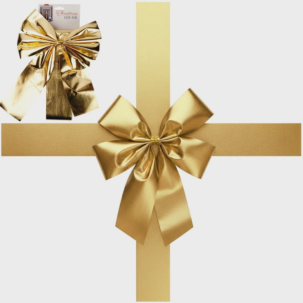 Gold Decorative Door Bow Set, 33x42 cm, 4.3 m Ribbon