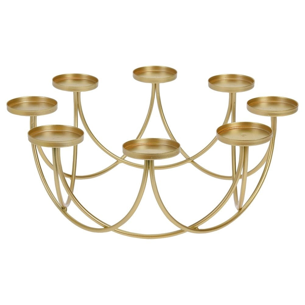 Gold-colored metal candlestick for 8 candles in a circle