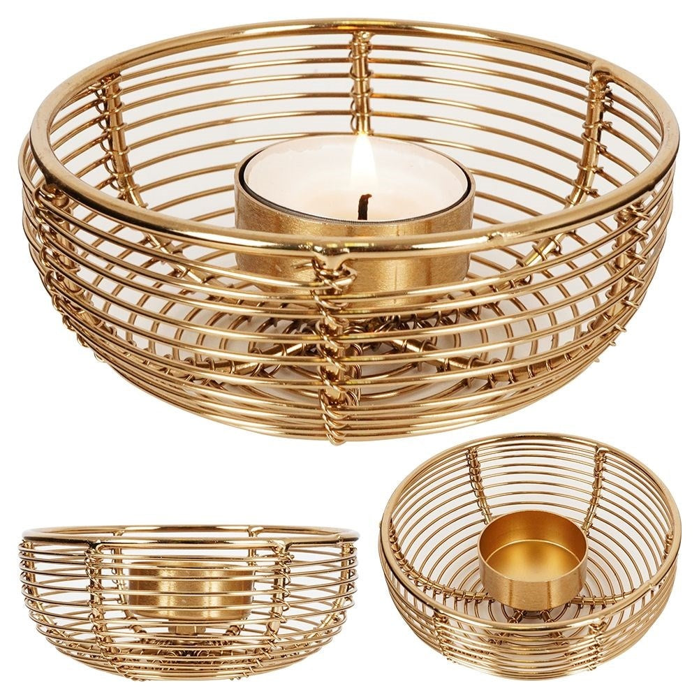 Golden Metal Candle Holder - Bowl Shaped and Impressive