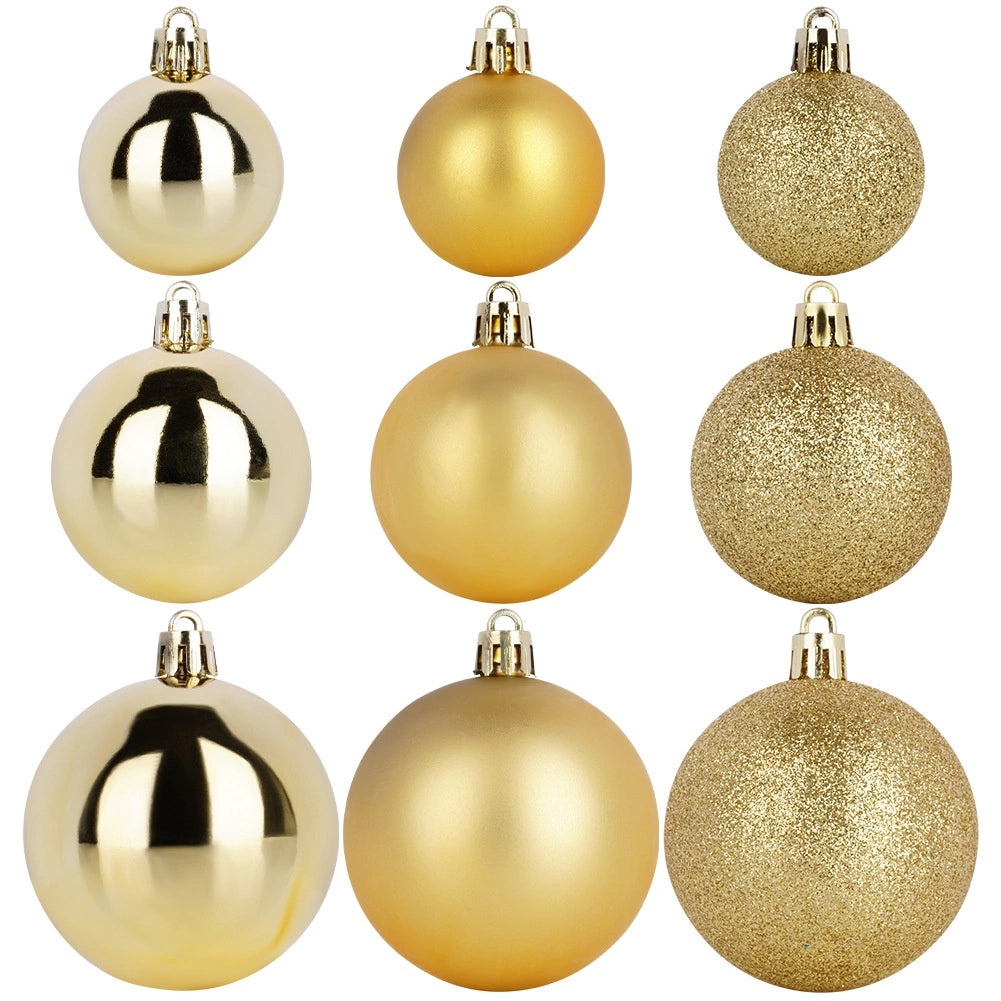 Golden Shatterproof Christmas Baubles Set, 70 Pieces