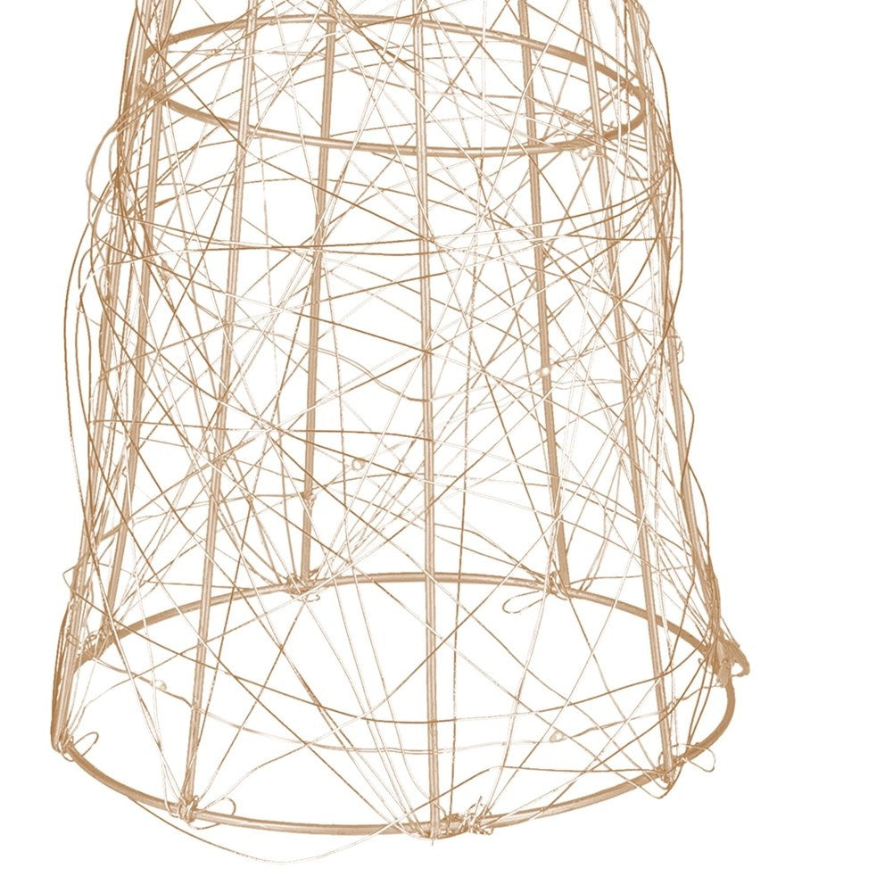 Golden cone-shaped Christmas tree with 30 LEDs, 60 cm high