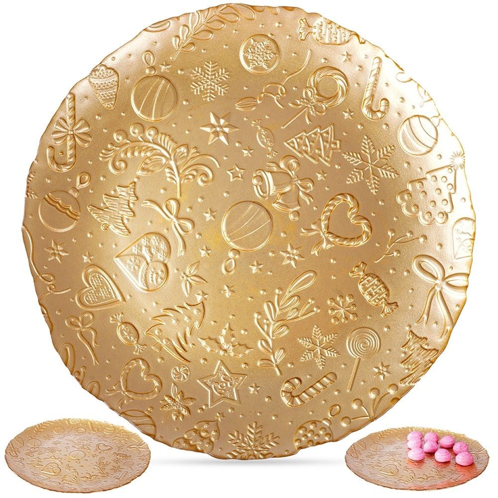 Golden glass plate with Christmas motif - perfect for Christmas goodies
