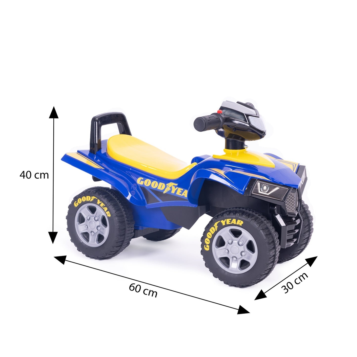 Goodyear quad ride-on, interactive steering wheel, sounds, BLUE