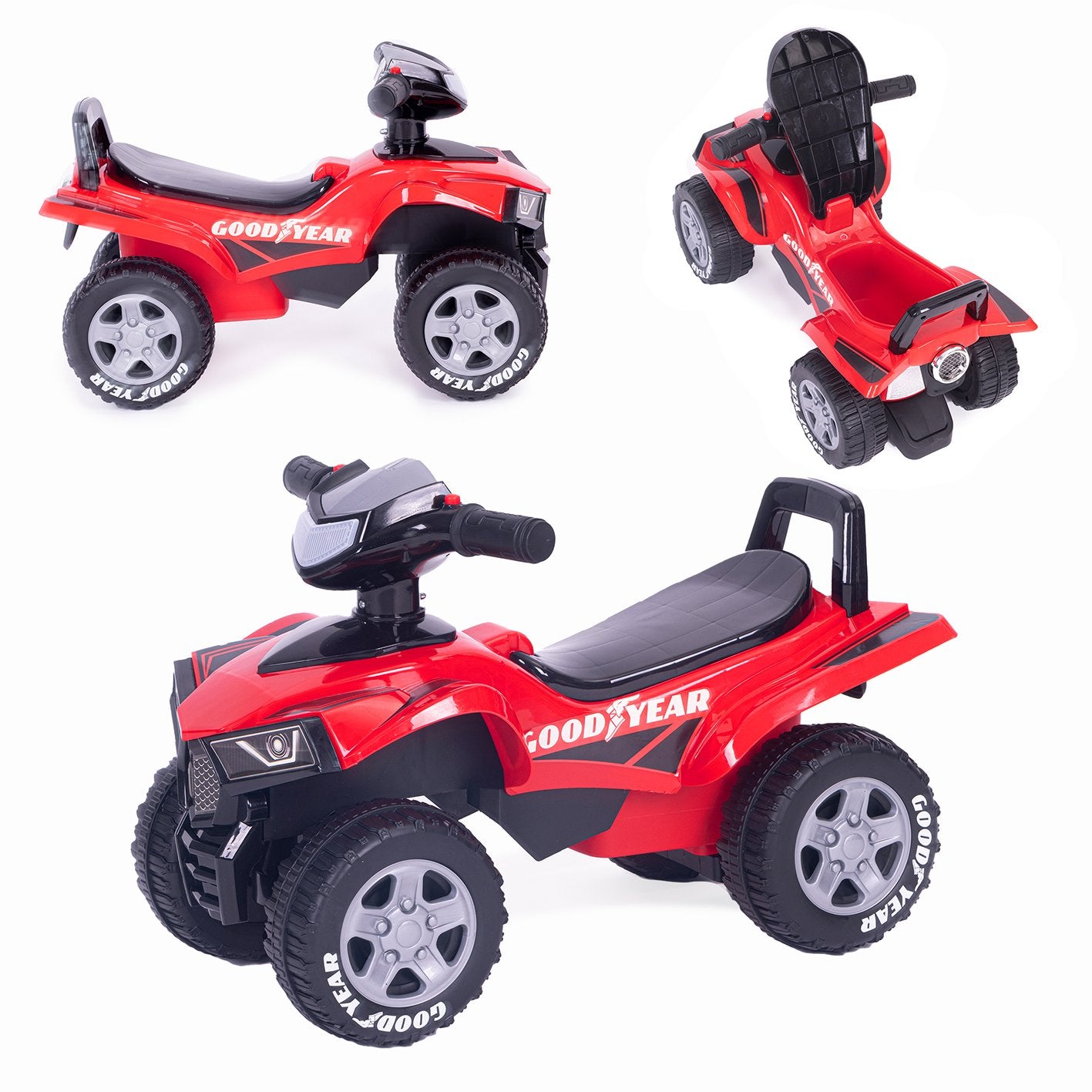 Goodyear quad ride-on, interactive steering wheel, sounds, RED