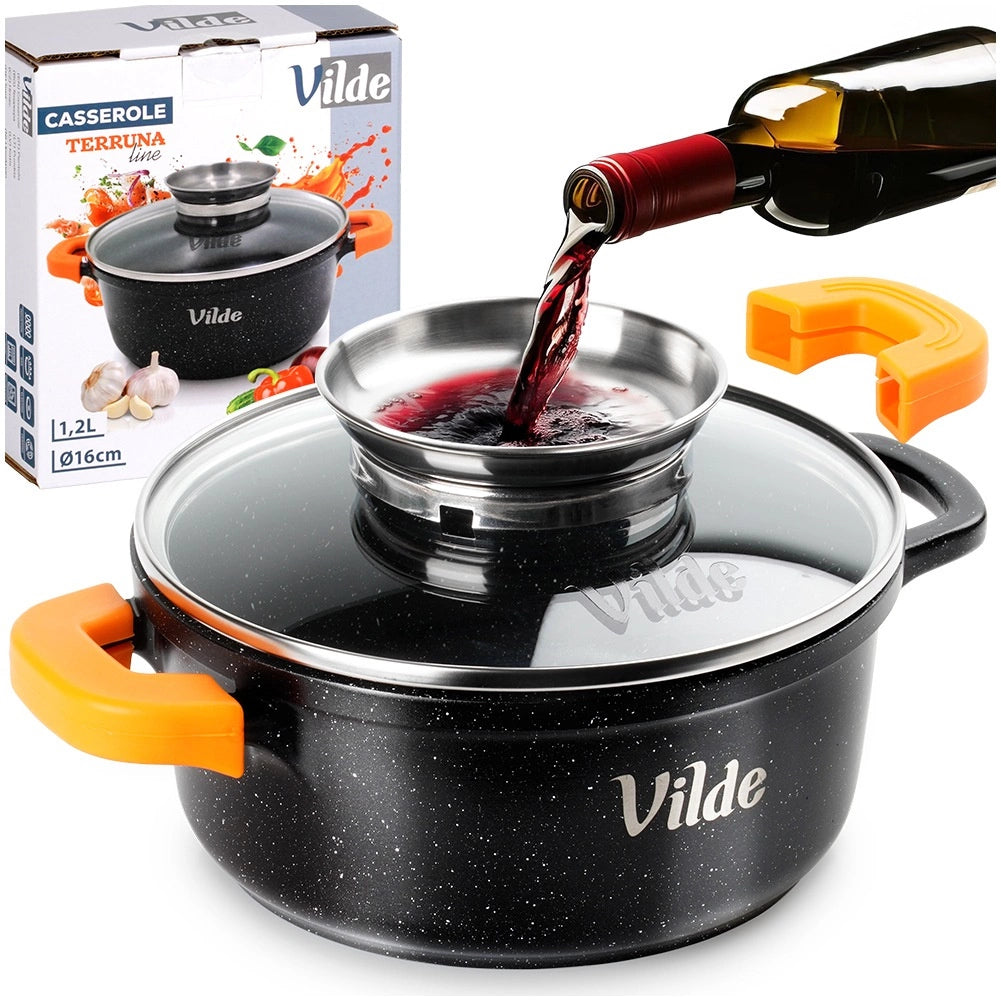 Granite Pot with Glass Lid, 16 cm, 1.2 L Capacity