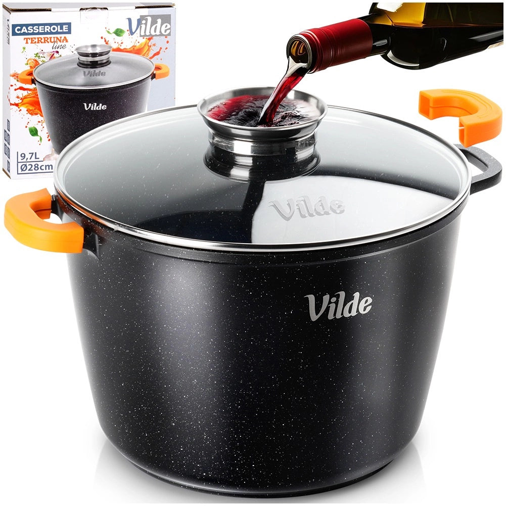 Granite Pot with Glass Lid, 28 cm, 9.7 L Capacity