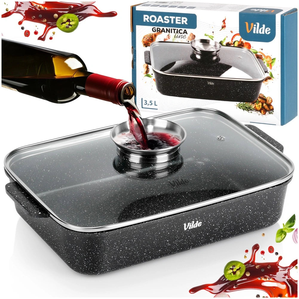 Granite Roasting Tin with Lid, 3.5L, 35x23x12 cm