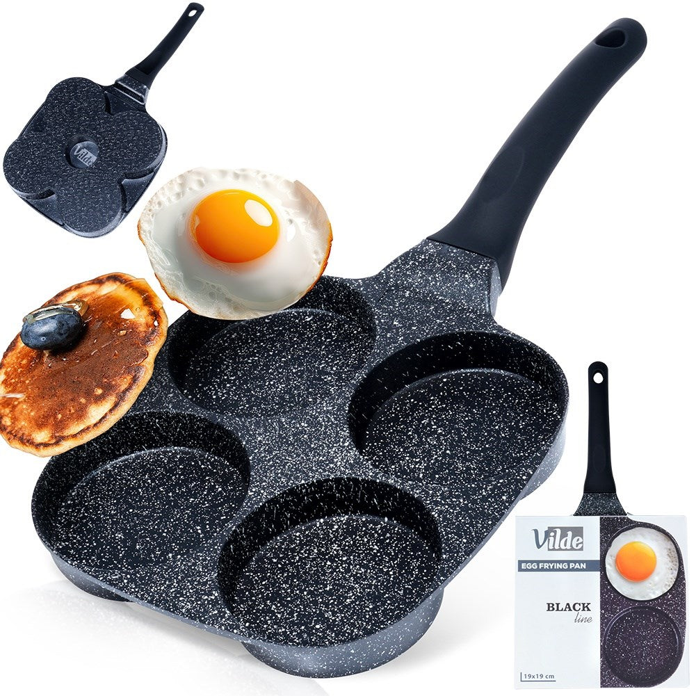 Granite egg pan 4 holes BLACK LINE 19 cm