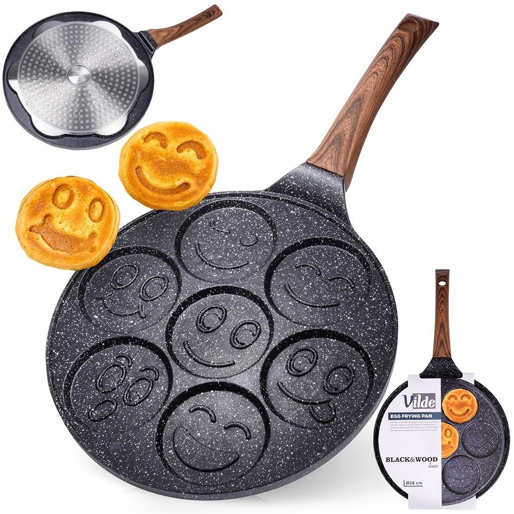 Granite frying pan 26 cm with 7 face-shaped holes