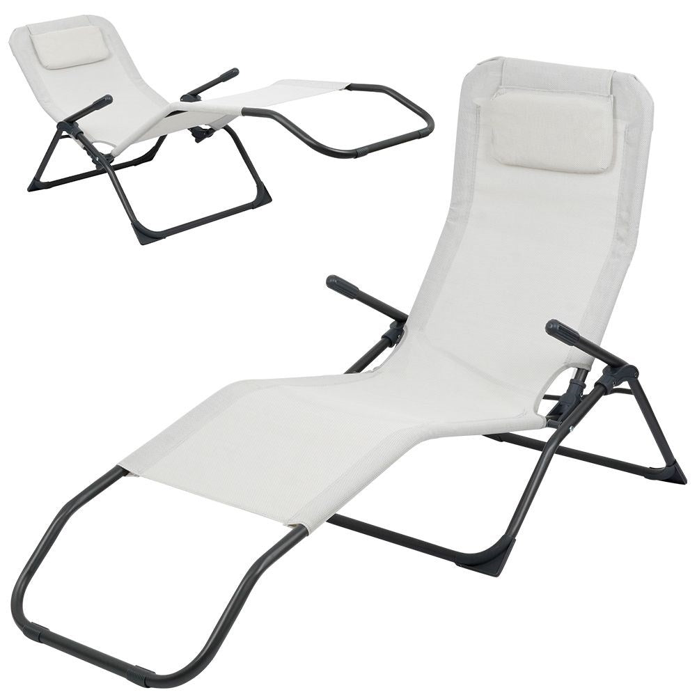 Gravity chair in metal, light gray for garden & beach