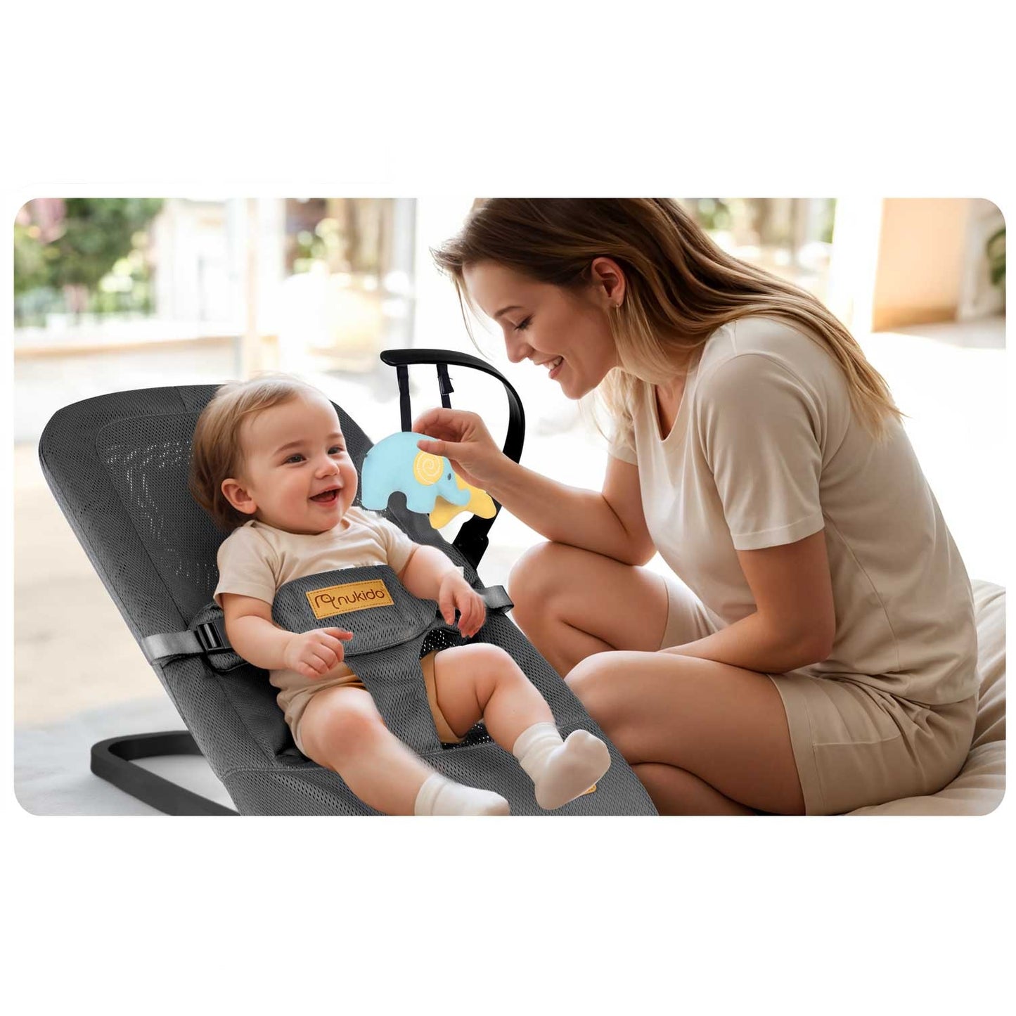 Gray Babysitter with Swing function and Toys NK-52 Nukido