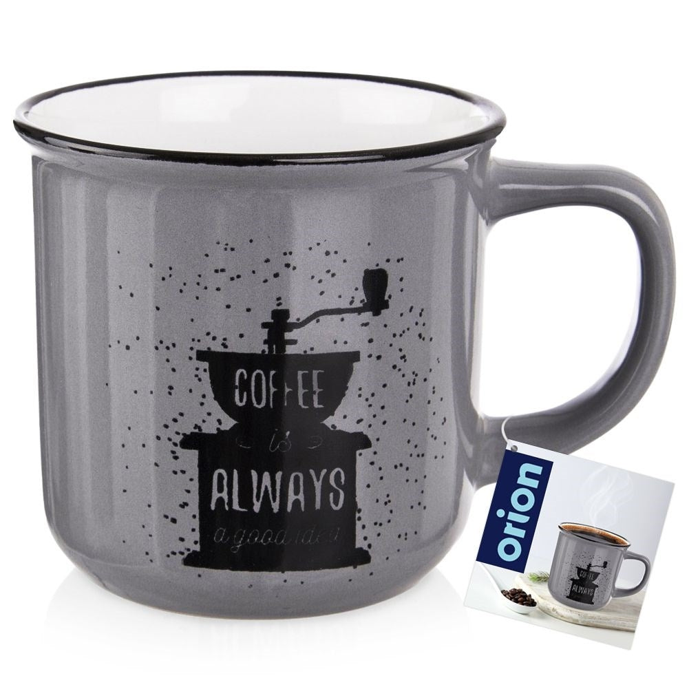 Gray Ceramic Cup with Decoration - Perfect for Coffee