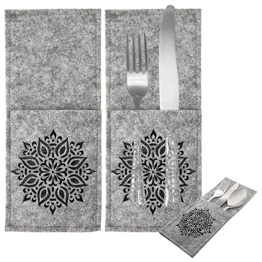 Gray Felt Cutlery Cover: Elegant table decor for parties
