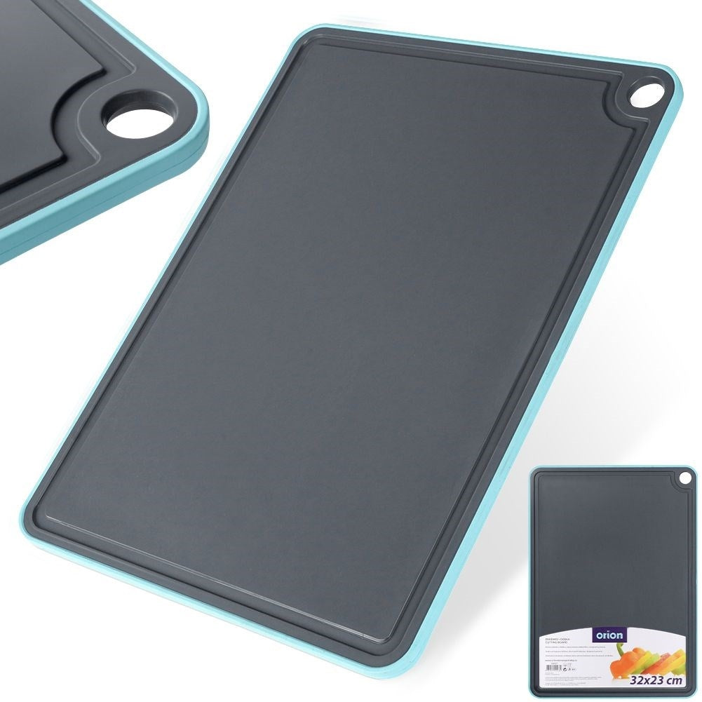 Gray plastic cutting board for the kitchen, odorless and liquid repellent