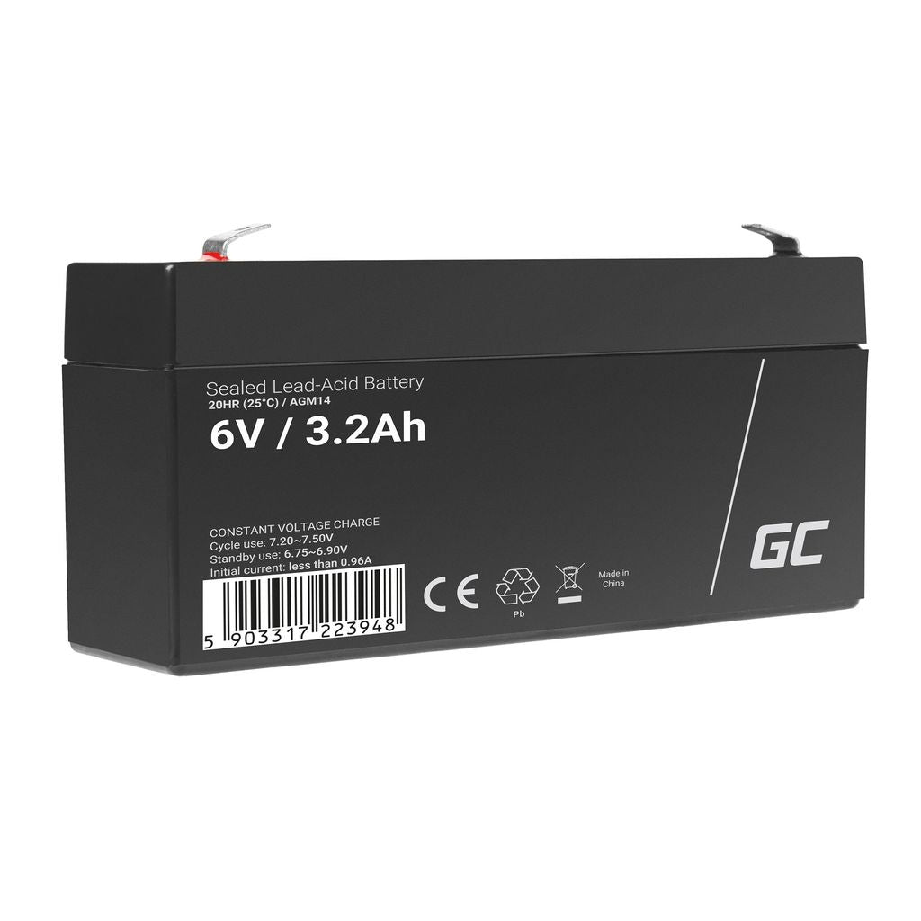 Green Cell 6V 3.2Ah VRLA Battery for Alarms, Cash Registers & Toys