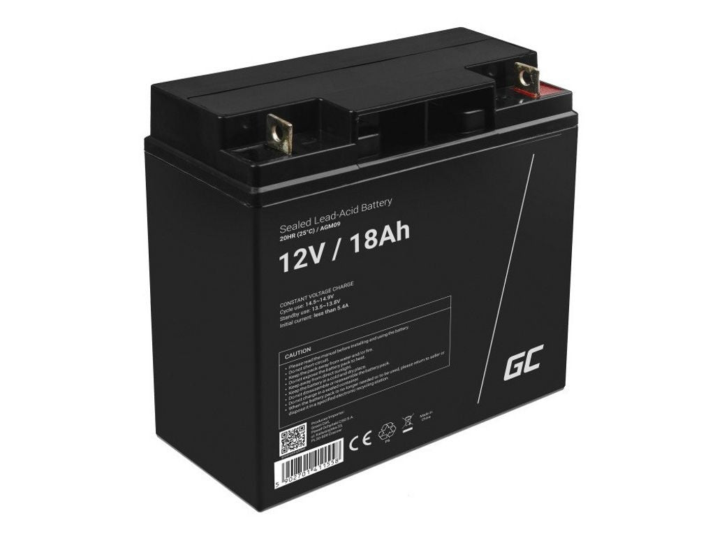 Green Cell AGM VRLA 12V 18Ah battery for lawn mower, scooter, boat, wheelchair