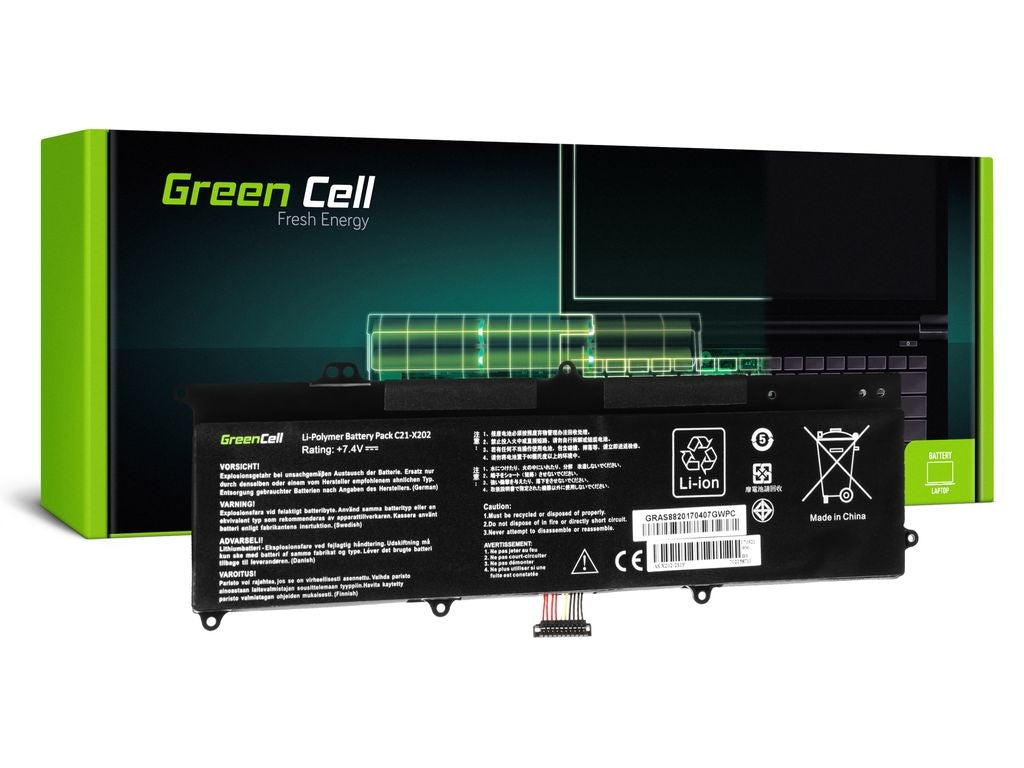 Green Cell Battery for Asus VivoBook C21-X202 X201E F201E F202E Q200E S200E