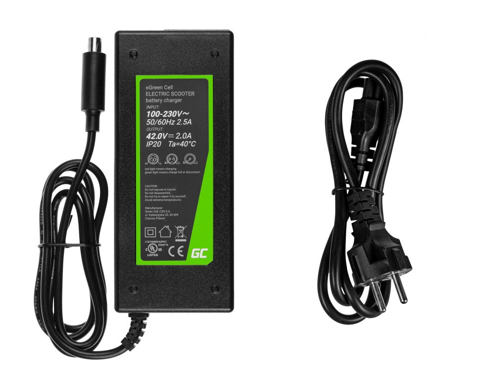 Green Cell Charger for Xiaomi Mija M365 etc. 42V, 2A - Black