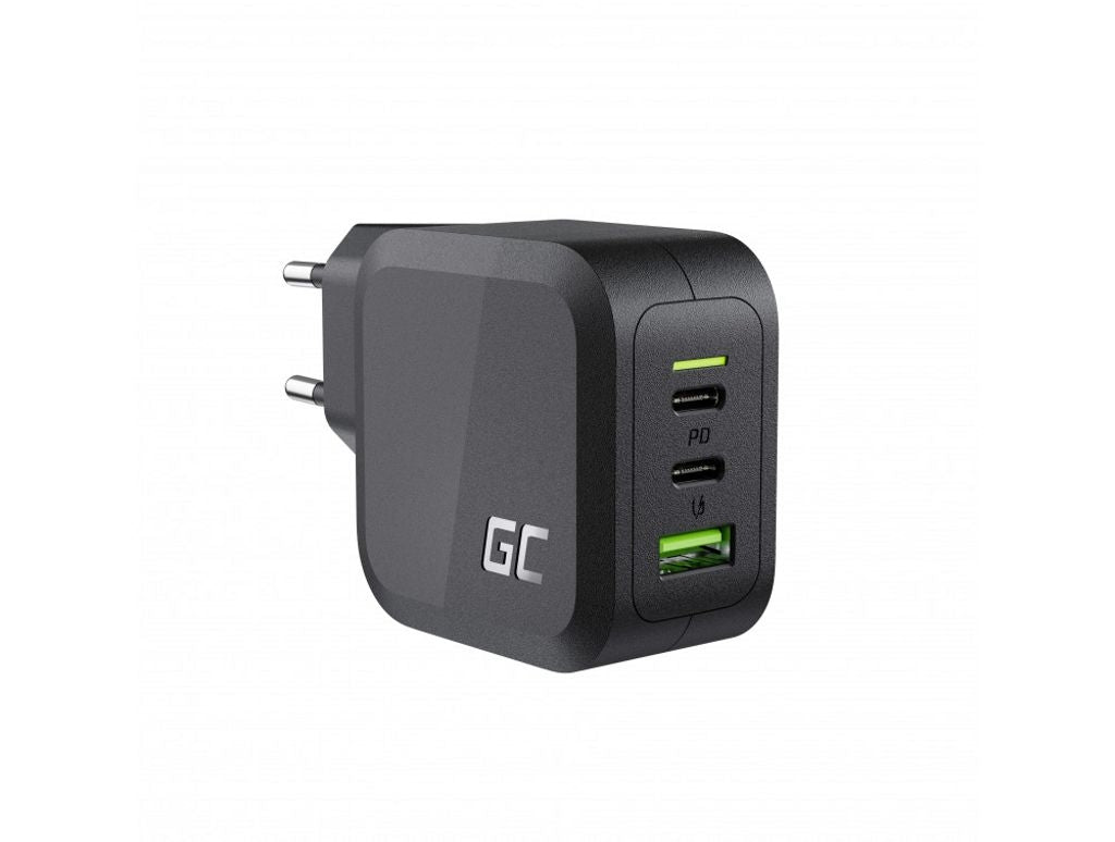 Green Cell PowerGaN 65W charger 2x USB-C PD, 1x USB-A QC 3.0