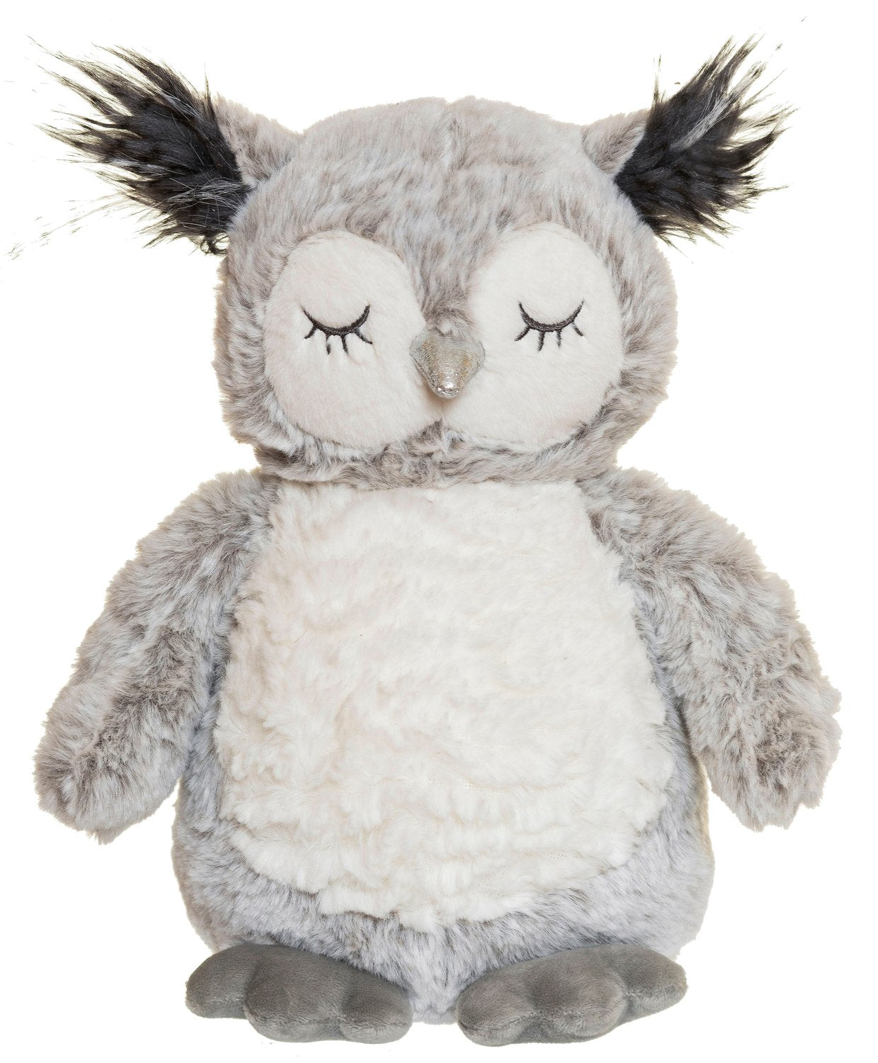 Plush Owl Toy, Grey, 25cm, Machine Washable