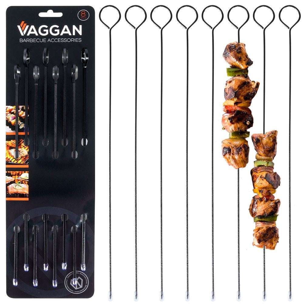 Grill Skewer Set: 8 Non-Stick Metal Skewers for Meat & Vegetables