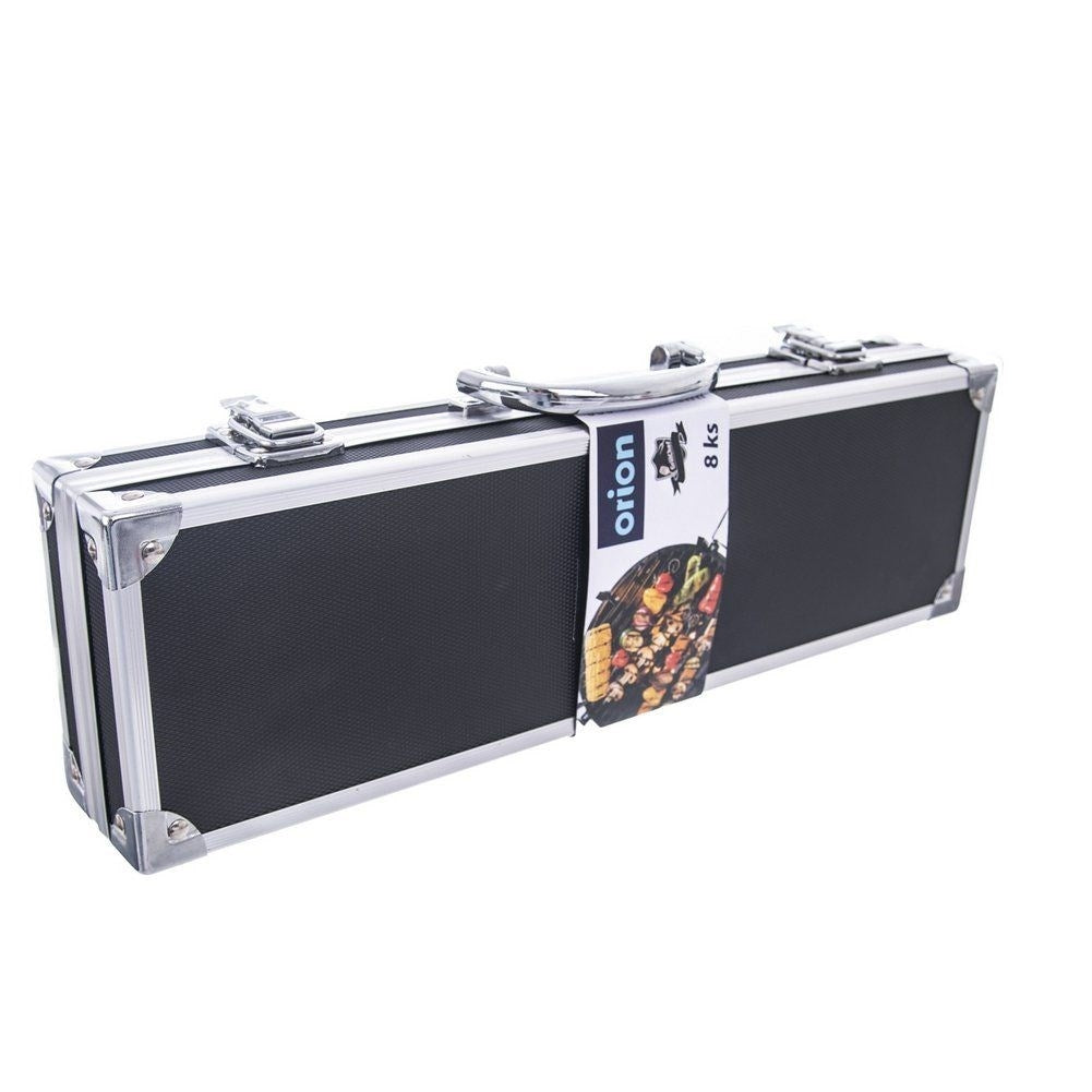 Grill set 9 parts in stainless steel with practical bag