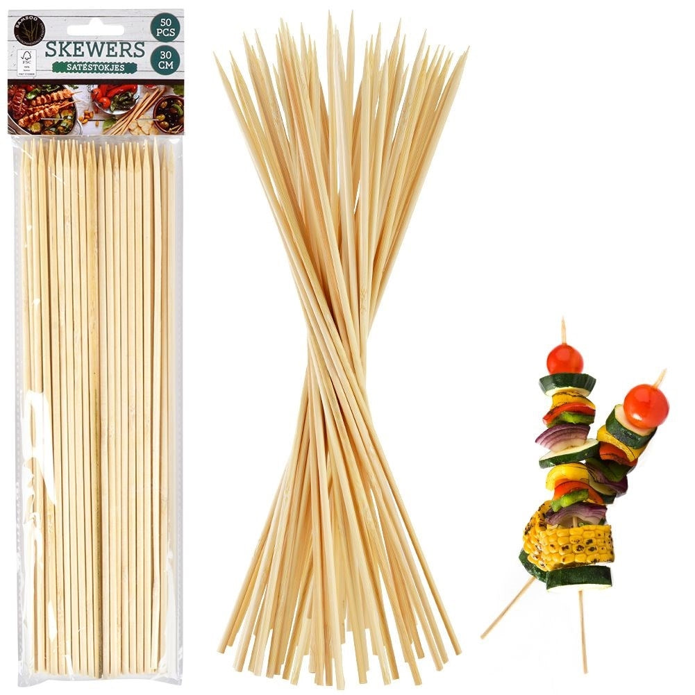 Grill skewers 30cm - Set of 50 wooden skewers for kebabs