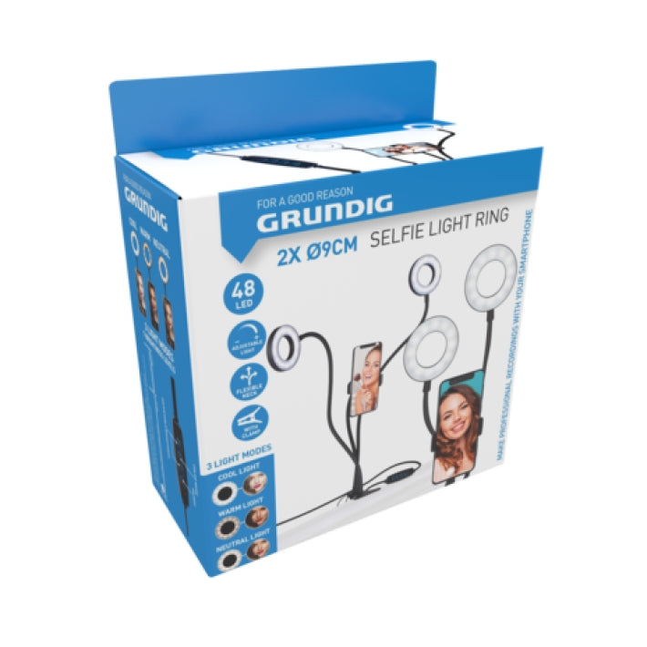Grundig ED-95927: 2-in-1 Dual Ring light Clip-On Phone Holder