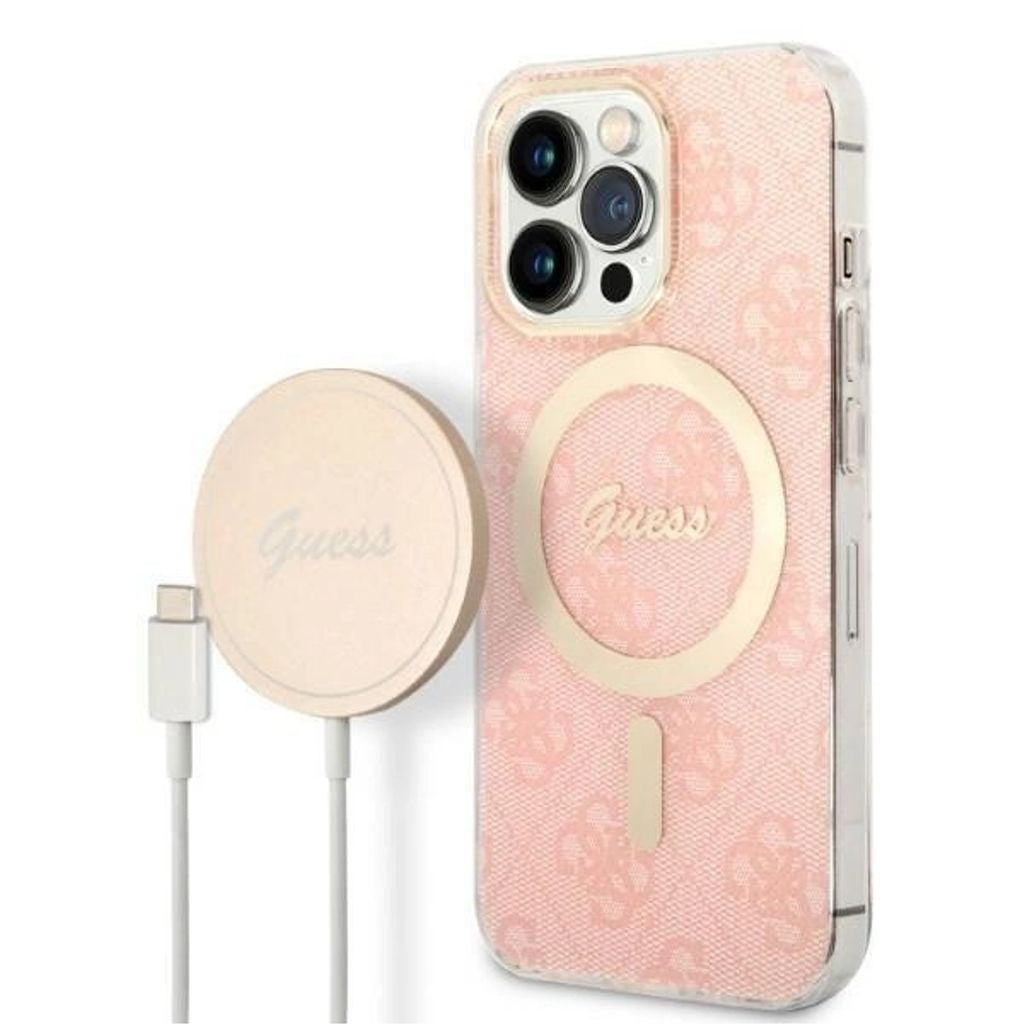 Guess Magsafe Cover and charger set for iPhone iPhone 13 Pro - Pink