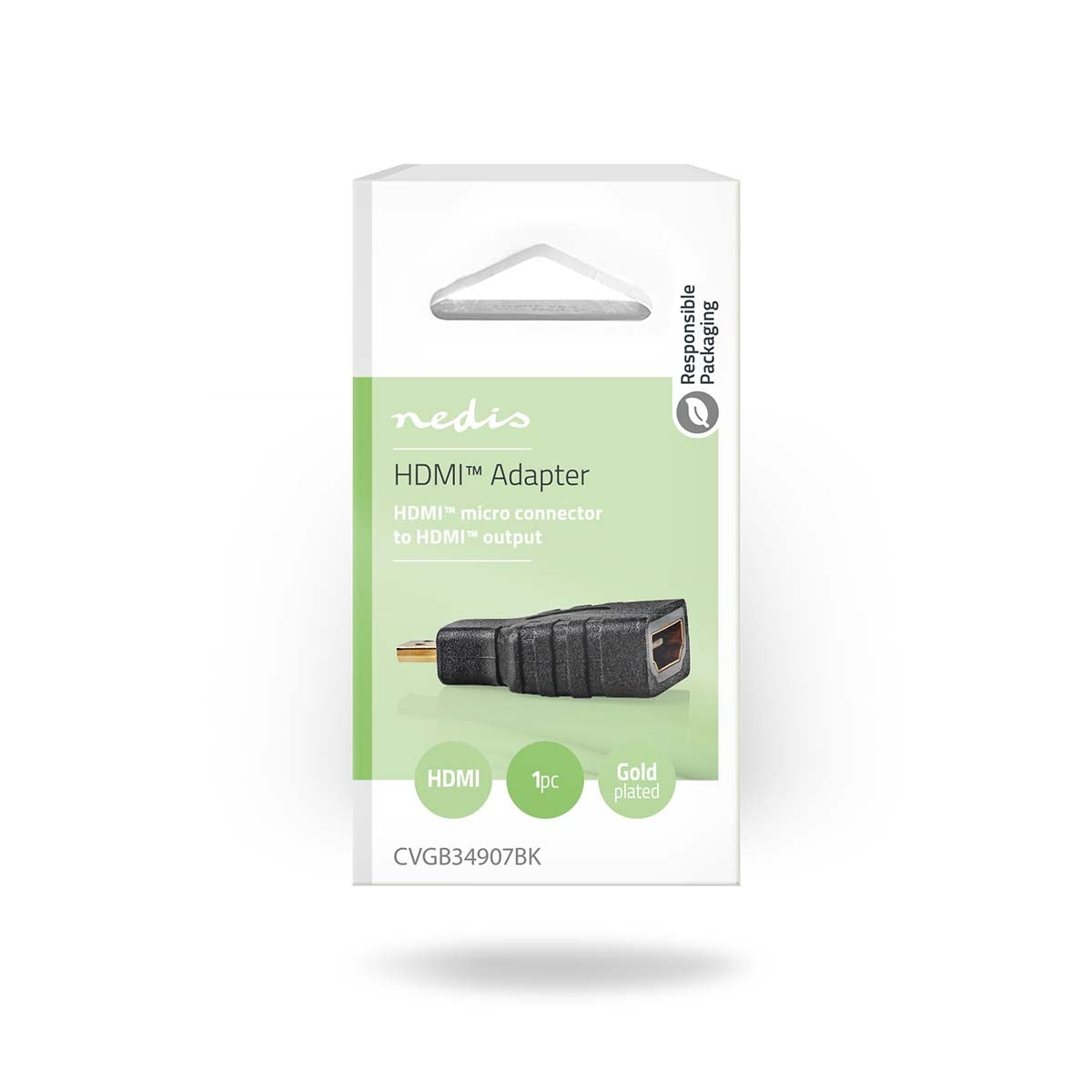 HDMI™ Adapter | HDMI™ Micro connector | HDMI™ Output | Gold Plated | Straight | ABS | Black | 1 pc. | Box